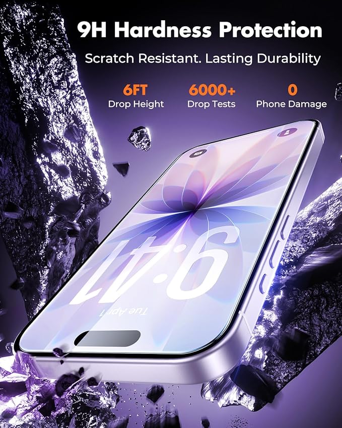 UNBREAKcable 3-Pack Screen Protector for iPhone 17, Double Shatterproof Tempered Glass [Easy Installation Frame] [9H Hardness] [99.99% HD Clear] [Case Friendly] for iPhone 6.3 inch