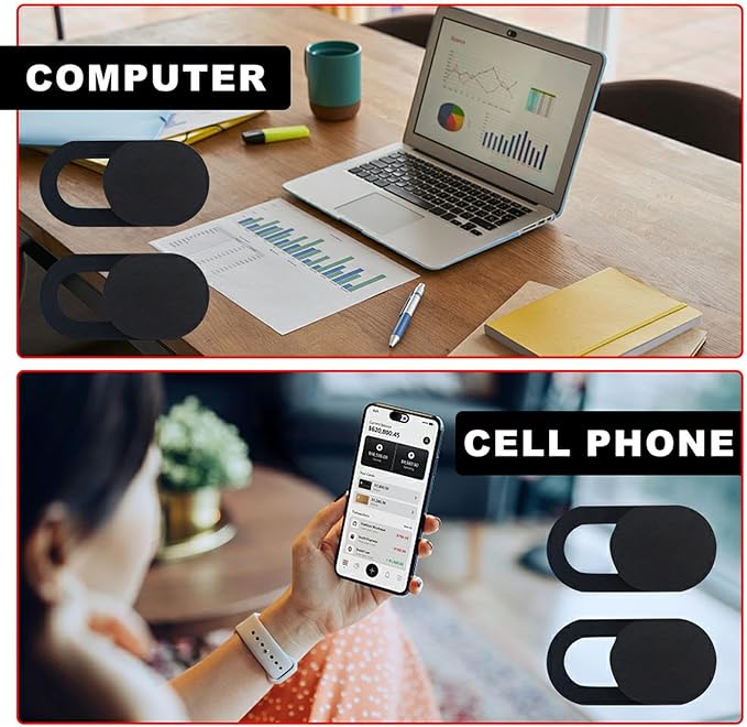 10Pcs Laptop Camera Cover Slide, Ultra-Thin Laptop Webcam Cover Slide, Computer Camera Cover, Camera Blocker For Laptops, Fits Most Laptops/PC/Tablet/Smartphone to Protect Privacy and Security