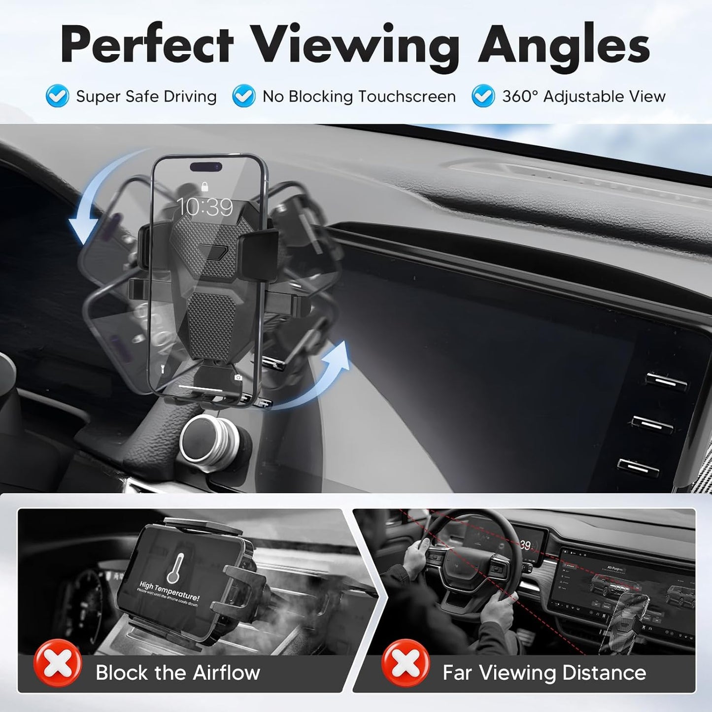 FIILINES Phone Holder for Honda Accord 2018-2022 (Fit 8" Touch Screen), Phone Mount with Dash Organizer for Accord Accessories, 360 Degree Rotation Dash Mount Cell-Phone Holder