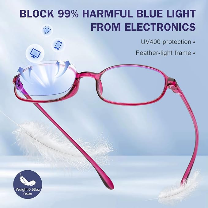 AQWANO 2 Pack Blue Light Blocking Computer Reading Glasses UV Protection Flexible TR90 Frame Lightweight Readers Glasses for Women Men +3.0