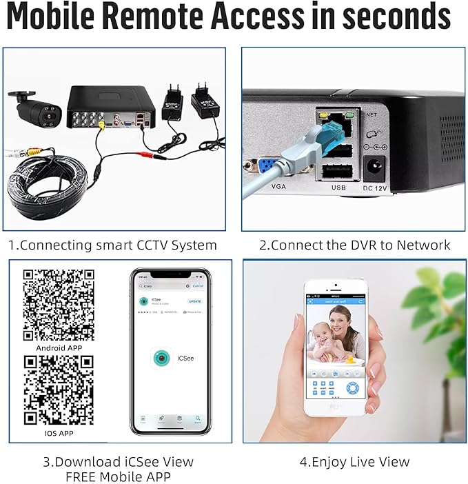 8 Channel Security DVR Recorder with 500G HDD, 8CH Hybrid 6-in-1 CCTV DVR for Surveillance Camera, Supports 8CH Analog Cameras, DVR for Security Camera Home Surveillance System, Mobile APP & PC Remote