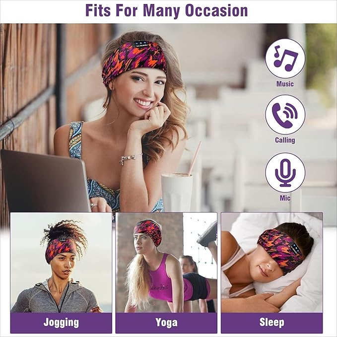 LC-dolida Sleep Headphones Bluetooth Headband, Wireless Headband with HD Speakers, Headphones Wireless for Side Sleepers, Sport, Yoga, Travel, Gifts for Mom, Men, Women, Teens, Kids