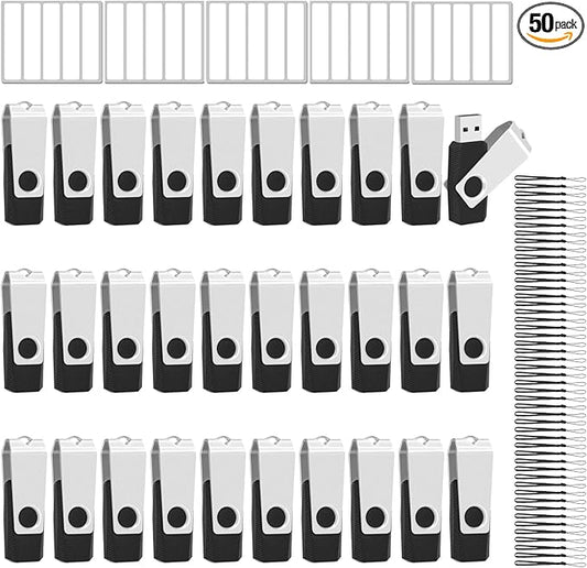 EASTBULL 50 Pack of Flash Drives Bulk 8GB, USB 2.0 Flash Drives Pack 8GB USB Drives Bulk Thumb Drives with 50 Strings and Labels
