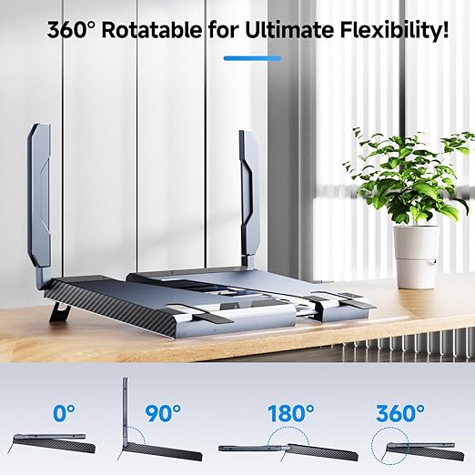 Maxfree F2 Triple Screen Laptop Screen Extender - 14'' Laptop Monitor Extender with 360° Rotation Stand, Plug & Play Compatible with Windows/Mac/Surface/Dex/Switch for 12-17'' Laptops