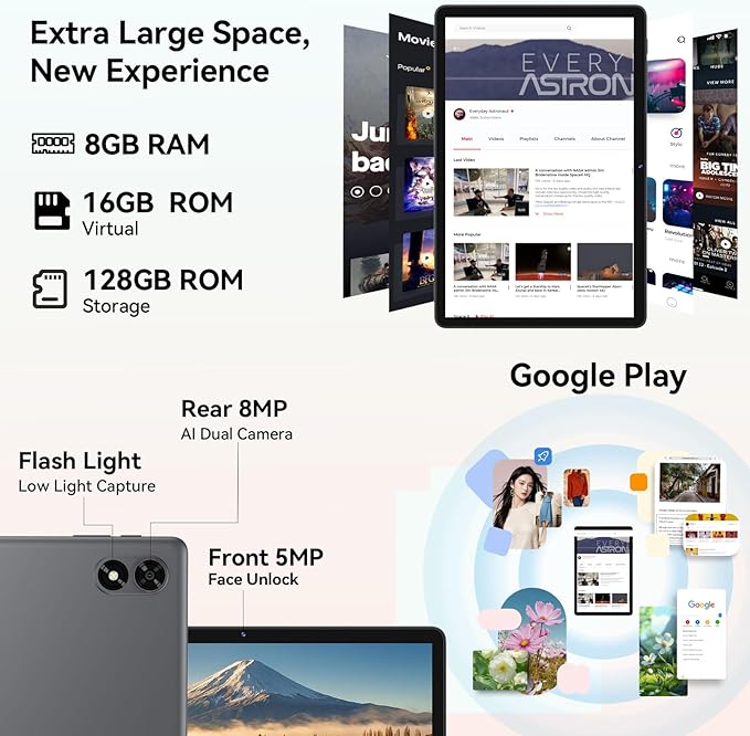 Tablet 11 inch Android 15 Tablets, 24GB RAM + 128 Storage(Expandable up to 2TB), Android Tablet with Case, Octa-Core, IPS HD Display, 13 MP Dual Camera, 8000mAh, 5GWiFi, GPS, Bluetooth 5.0 (Black)