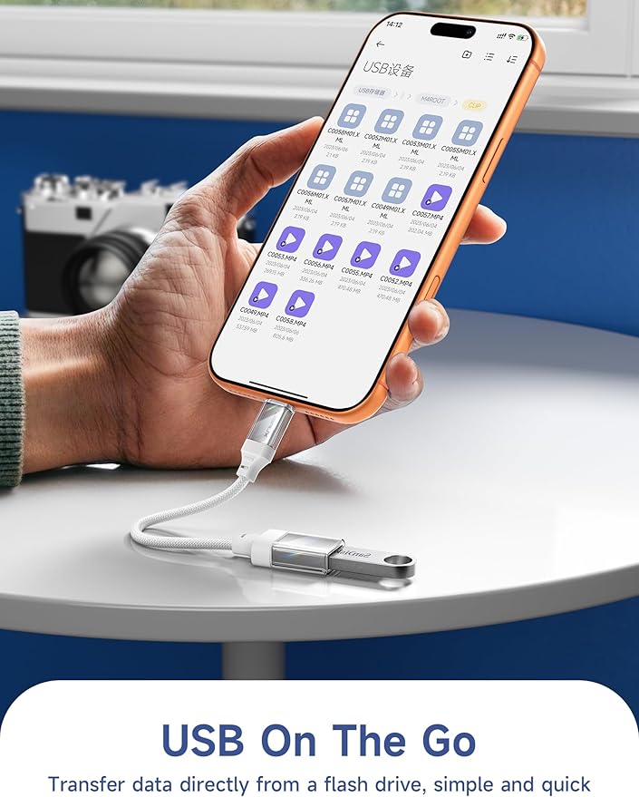 JSAUX USB to USB C Adapter [2 Pack], USBC OTG Adapter Compatible with MacBook Pro/Air, iPhone 15 Pro Max, Samsung Galaxy S24/S23/S22/S21 and More USB C Devices-Crystal White