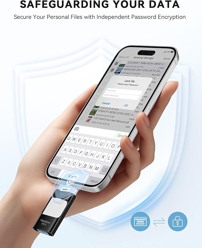 MFi Certified 512GB iPhone Flash Drive, Photo Stick Memory Stick for iPhone iPad, USB Thumb Drive for Photos Videos Transfer & Backup, External Storage Compatible for iPhone/Android/PC/Mac (Black)