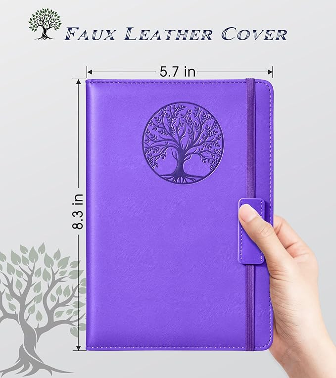 Lined Journal Notebook for Women Men,256 Pages A5 Hardcover Leather Journals for Writing,Travel,Business,Work & School,College Ruled Notebooks for Note Taking,Diary Notepad 5.7"×8.3" purple