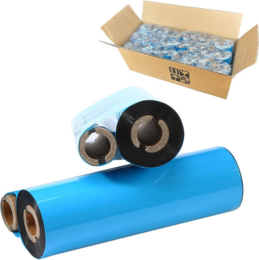 24 Rolls 4.33'' x 244' Premium Resin Enhanced Wax Ribbon, 110mm x 74m Black Thermal Transfer Ribbon, Desktop Barcode Thermal Label Printer Ribbons, 1/2'' Core, for Zebra GC, GK, GX, ZD & Eltron