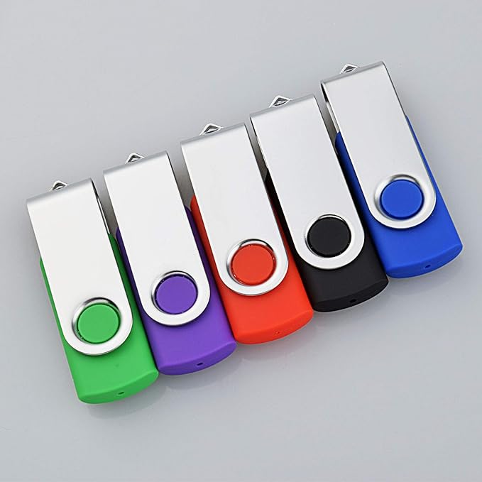 Kootion 5 Pack 4GB USB Flash Drive 4GB Flash Drive Thumb Drive Memory Stick Pen Drive(5 Colors: Black Blue Green Purple Red)