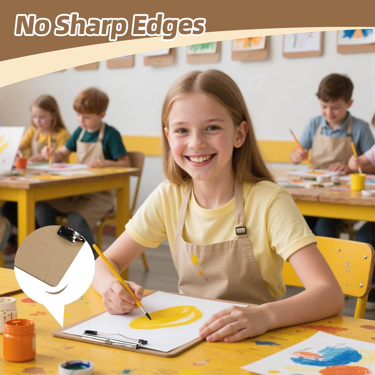 HappyHapi 20 Pack Clipboard 8.5 x 11 Letter Size Clip Boards Bulk, A4 Wooden Hardboard Office Clipboards Pack for Classroom, Work-Meetings, Brown