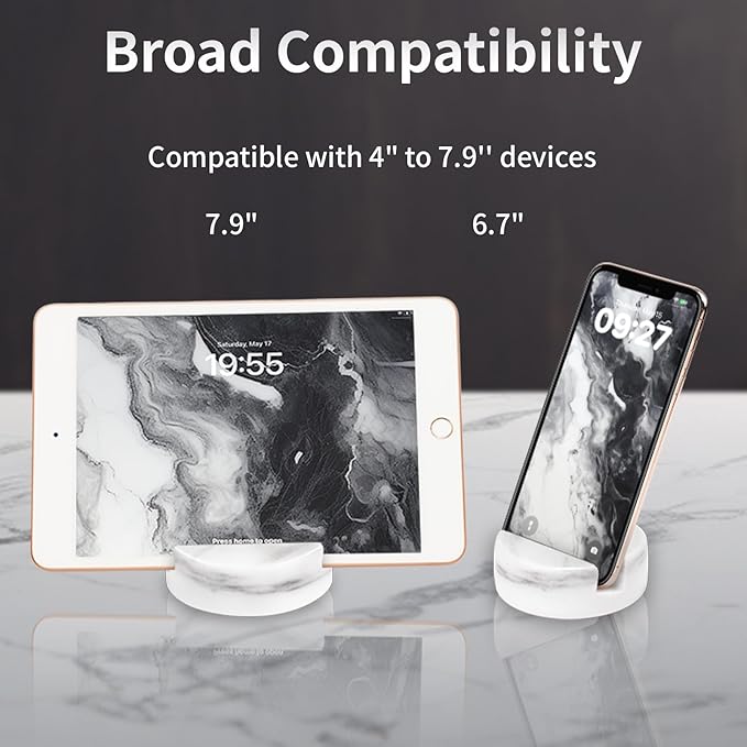 Marble Phone Stand for Desk - Cell Phone Holder for Nightstand Office Decor Telephone Boho White Marble Kitchen Accessories