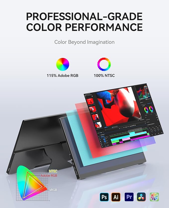 Portable Monitor Touchscreen 17.3 Inch 4K 60Hz 3840x2160 UHD Metal Frame,Travel Monitor with Kickstand& Dual Speaker,USB C, HDMI Plug&Play for Laptop,PC, MAC,Phone,Xbox,PS4/5,Switch,Pi