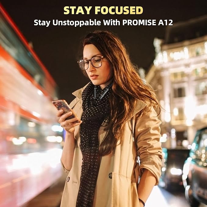 A12 Wireless Neckband Bluetooth 5.3 Earbuds - 60H Playtime, Built-in OTG Fast Charger, Noise-Isolating Earphones for Sports/Workout,Gaming/Calls Comfortable Lightweight Headphones Technology.