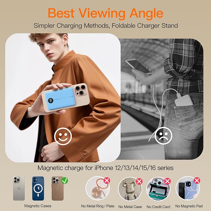 Magnetic Portable Charger, 16800mAh Wireless Power Bank, with 20W USB-C Fast Charging and LED Digital Display Magnetic Battery Pack, Compatible with iPhone 16/15/14/13/12 Full Series (2025)