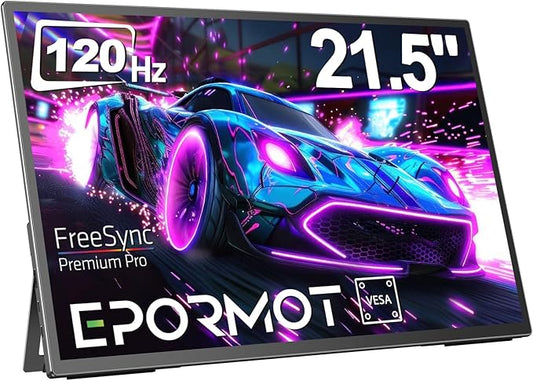 Portable Monitor 21.5 inch 120hz for Laptop, FHD 1080P Portable Gaming Monitor w/VESA Kickstand HDR Speakers USB C Mini HDMI for Phones PC Gaming Devices, Travel Second Screen for Business