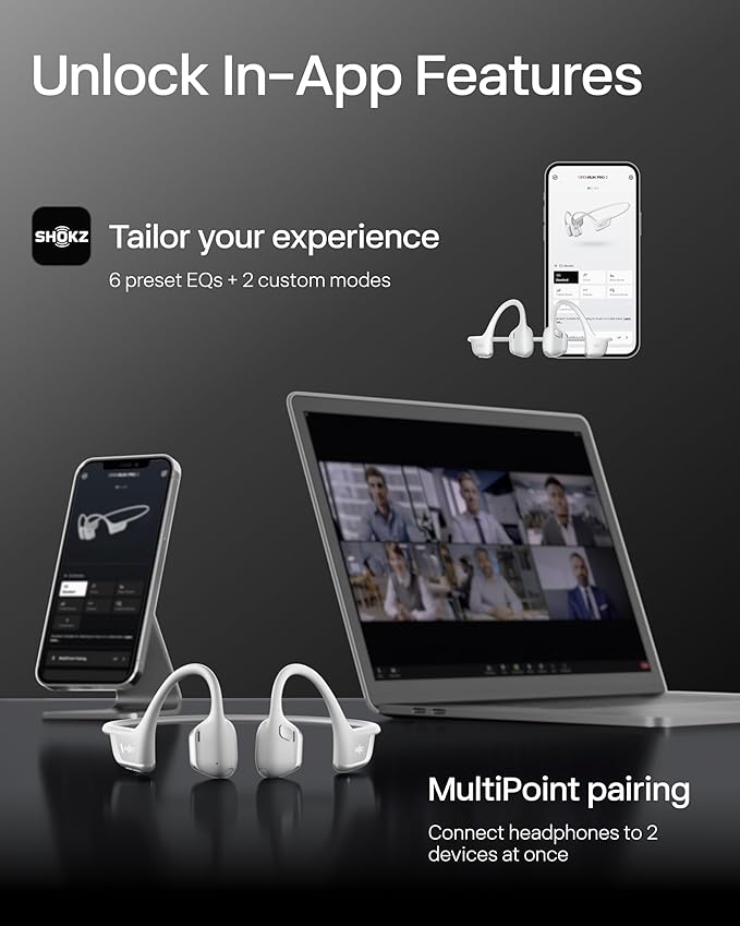 SHOKZ New OpenRun Pro 2-Bone Conduction Headphones,Open-Ear Bluetooth Wireless Sport Earphones for Running,Workouts-Sweat Resistant,Secure Comfortable Fit-Deep Bass,Smart Mic,Reflective Strip