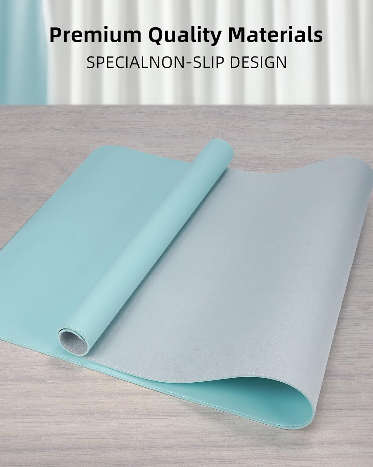 Leather Desk Pad Protector, Mouse Pad, Office Desk Mat, Non-Slip PU Leather Desk Blotter, Laptop Desk Pad, Waterproof Desk Writing Pad for Office and Home (Teal, 31.5" x 15.7")