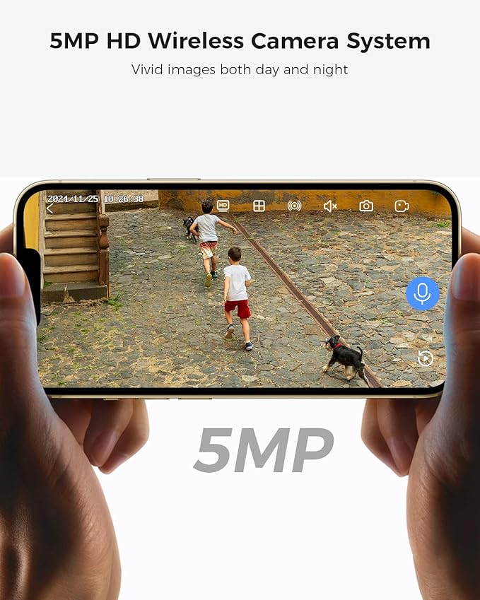 Hiseeu Wireless Security Camera System, 5MP WiFi Camera for Home Security, WiFi-Pro 8 Cam-Kit,16CH, 2-Way Audio, Color Night Vision, IP66 Waterproof, 3TB Storage, 24/7 Recording, No Monthly Fees