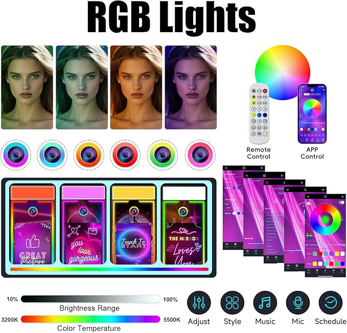 Mirror Photo Booth with Camera and Printer, 65" Magic Mirror Photo Booth, 32" Touch Screen Built-in Mini PC with Instant Print and Sharing, Music Sync Control RGB Light (White, 65-32" Full Set)