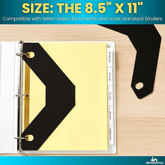 1InTheOffice Binder Sheet Lifters, 11" x 8-1/2", Black, 20 Pack