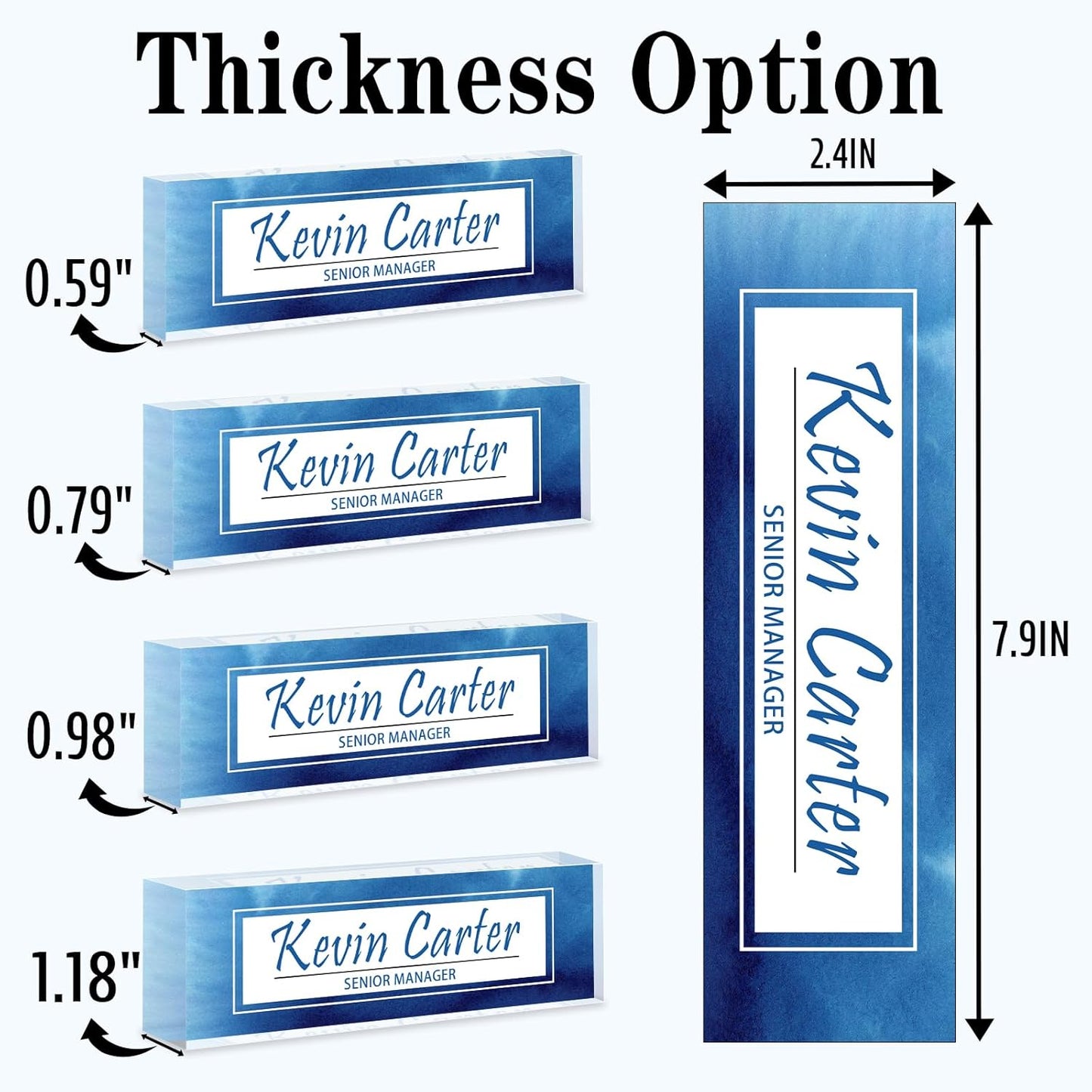 Name Plate for Desk Personalized, Acrylic Desk Decorations, Employee Appreciation Gifts, Custom Office Gifts for Coworkers, Boss, Teacher, Nurse (Blue White Marble)