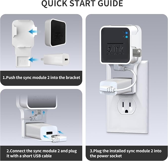 256GB Blink USB Flash Drive & Wall Mount for Blink Sync Module 2 with Short Cable – Declutter, Save Space, and Effortlessly Enhance Security (1 Pack)
