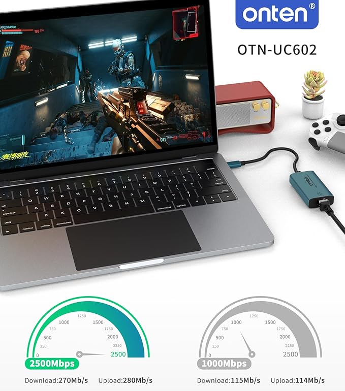 USB-C to Ethernet Adapter - 2.5Gbps High-Speed,Type-C to RJ45 Ethernet LAN Network Adapter Thunderbolt 4/3 Compatible, for iPhone 15 Pro/Max, MacBook Pro/Air 2023, iPad Pro,iMac and More (2.5 G)