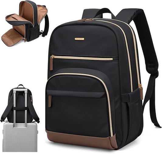 TENSTAR Laptop Backpack for Women, Computer Backpack Fit 16 Inch Notebook, Large Capacity College Backpack Bookbag Casual Daypack for Travel, Apricot