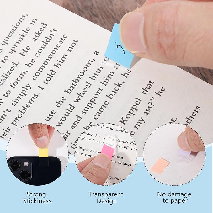 480 Pcs Sticky Index Tabs, Colored Book Sticky Tabs for Notebooks, Repositionable Page Tabs for Notebooks File Classification (0.5×1inch)