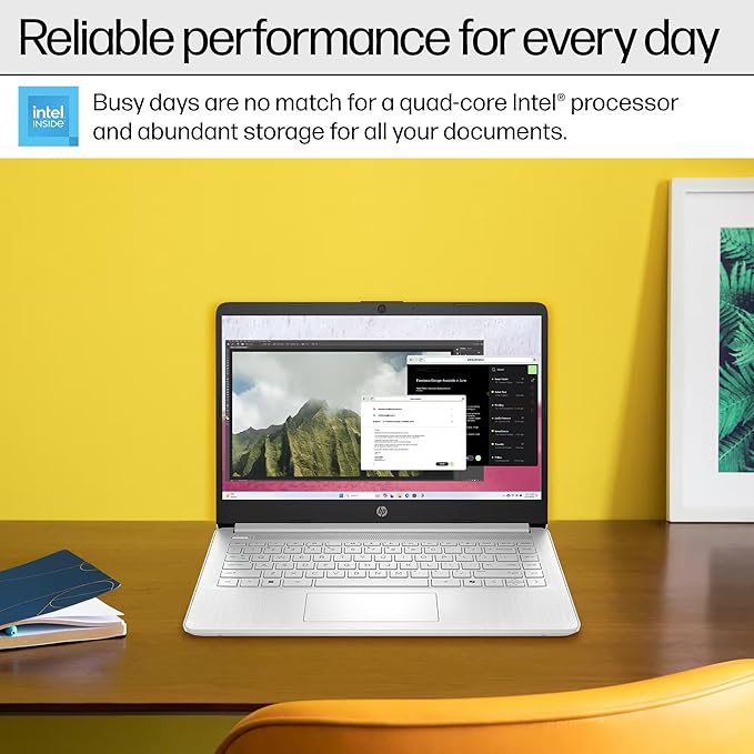 HP 14” Flagship Laptop 2025 AI-Powered Computer, Office Lifetime, Student Business, 4-Core Intel CPU, 16GB RAM 628GB Storage (128GB UFS+ 500GB Ext), Long Battery HubxcelAccessory Win 11 Pro Silver