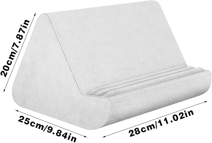 Soft Tablet Stand Pillow with Pocket,Tablet Cushion Stand,Adjustable 3 Viewing Angle,Lazy Holder Stand for Bed Sofa,Compatible with iPads Tablets eReaders Smartphones Books Magazines (Light Grey)…