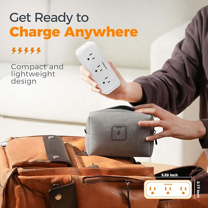 Multi Plug Outlet Splitter, TESSAN Multiple Plug Surge Protector, 5 Outlet Extender with 3 USB (1 USB C), 3-Way Wall Charger for Home Office Dorm Room Essentials