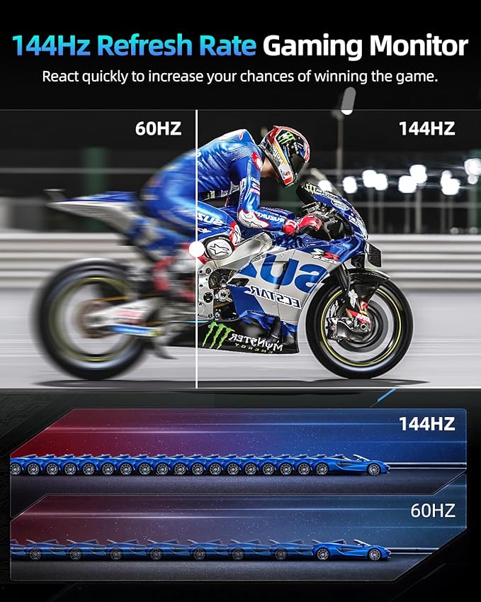 UPERFECT 18" QLED Portable Monitor, 2K 2560×1600, 144Hz Gaming Display, 500 Nits Brightness, FreeSync HDR, 100% DCI-P3, Ultra-Slim USB-C/HDMI Monitor for Laptop MacBook Phone Game Console, VESA Mount