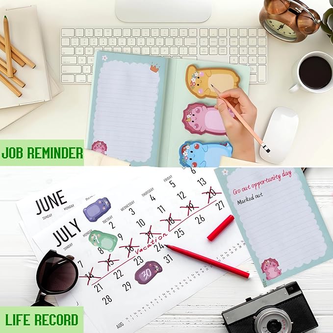 Dinosaur Sticky Notes Set, 360 Sheets Cute Cartoon Animal Dinosaur Self-Stick Notes Pads Dinosaur Themed Memo Pads Dinosaur Shaped Page Markers Index Tabs for Students Office School Supplies