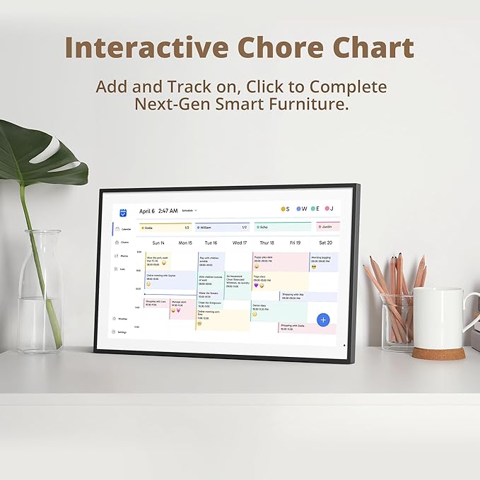 Dragon Touch 21.5" Digital Calendar Chore Chart – 1080P Full HD Interactive Touchscreen, Smart Family Planner, Hearth Display Digital Calendar Wall & Desk Mountable for Seamless Scheduling