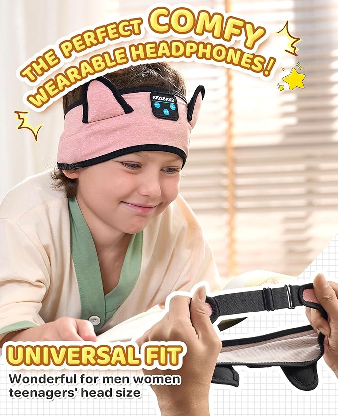 KIDSBAND Kids Headphones, Baby Headphones for Plane, Bluetooth Headphones Headband for Kids with Wired Playback 3.5 MM Jack for School Girls Boys Children,Kindle Tablet Cellphones Airplane Travel
