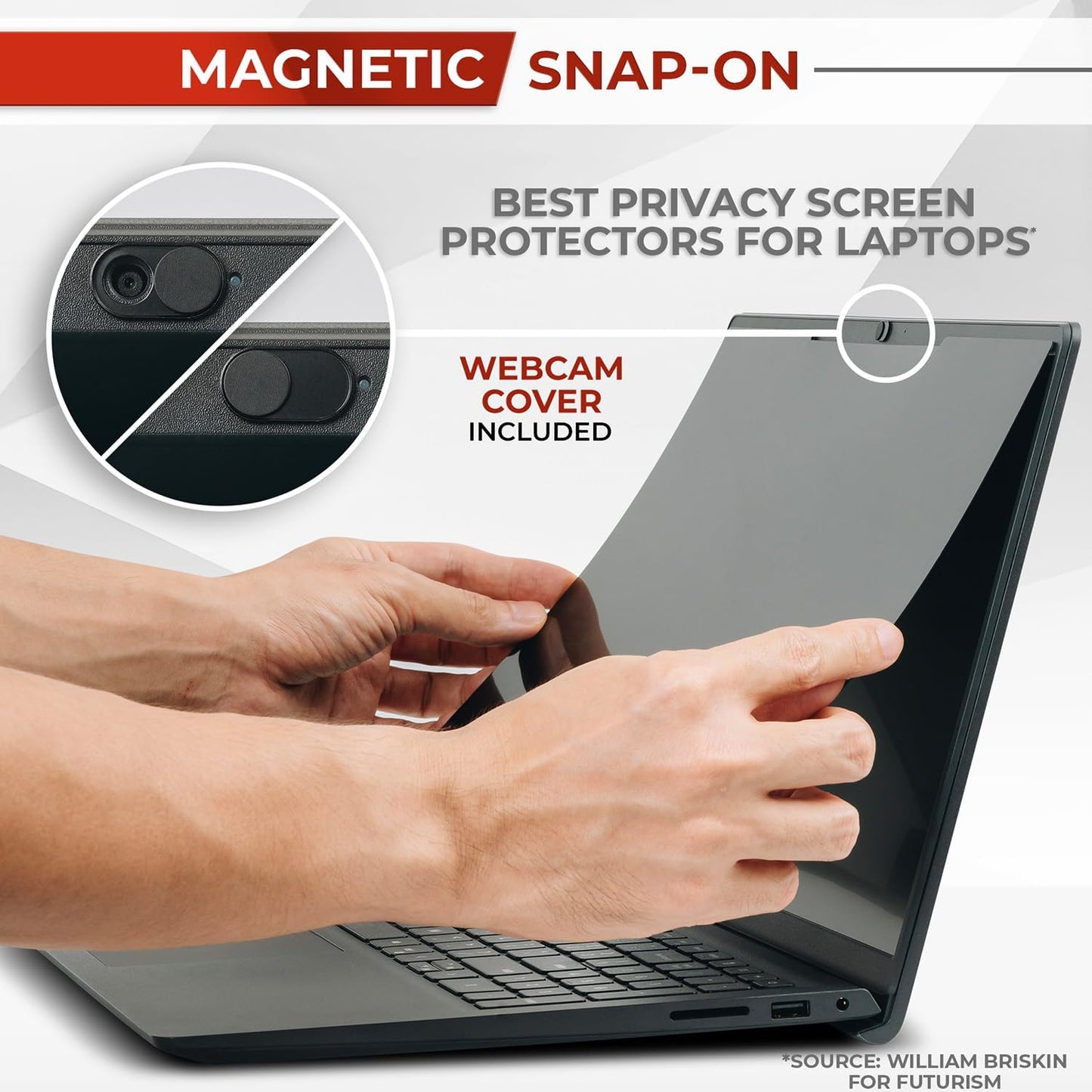 Magnetic Laptop Privacy Screen 13.3 Inch 16:9 - Removable Computer Privacy Filter Shield and Protector