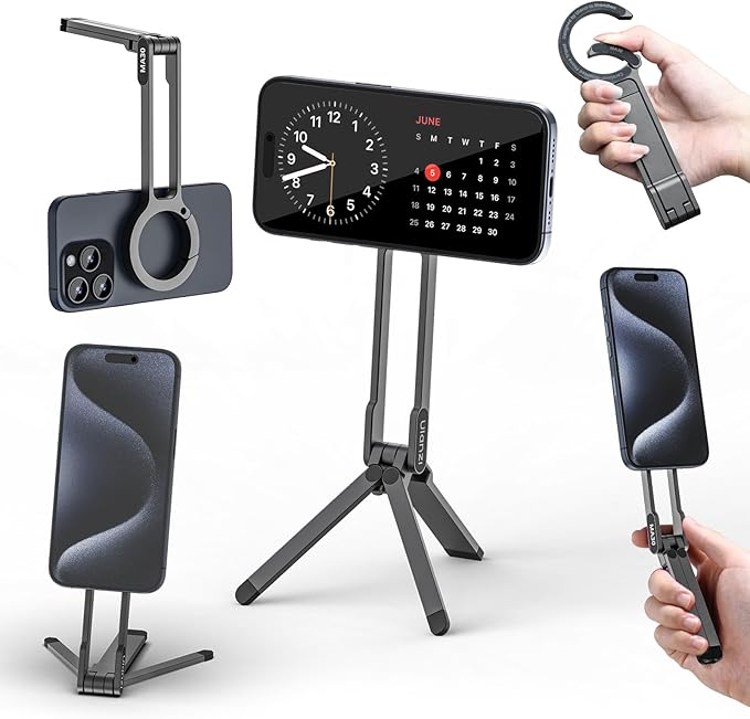 ULANZI MA30 Magnetic Phone Tripod Stand for iPhone - Aluminium Maglock Smartphone Mini Tripod Pocket Cell Phone Stand Strong Magnet Quick Mount Compatible with iPhone 17 16 15 14 13 12 Series, Silver