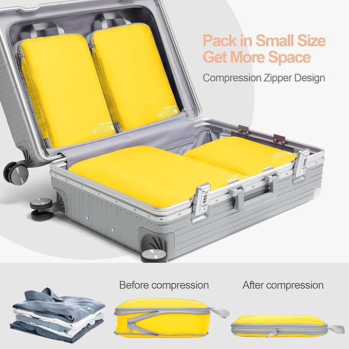 Cambond Compression Packing Cubes for Travel Women - Travel Bags Luggage Organizers Travel Essentials Compression Cubes for Travel Carry on Suitcases Organizer