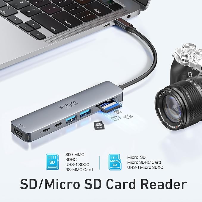 USB C Hub HDMI Adapter for MacBook Pro/Air, 7 in 1 USBC Dongle with HDMI, SD/TF Card Reader, USB C Data Port,100W PD, and 2 USB 3.0 Compatible for MacBook Pro/Air, Dell XPS, Lenovo Thinkpad.