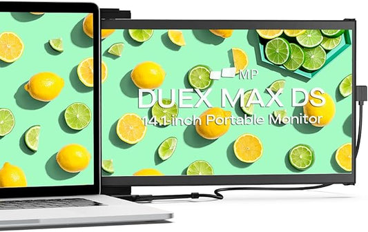 Mobile Pixels New Duex Max DS 14.1'' FHD 1080p Laptop Screen Extender, USB Type-C/HDMI Ports, Portable Monitor for 14'' to 17 Inch Laptops, Compatible with macOS/Windows/Apple/Android/Switch(Black)