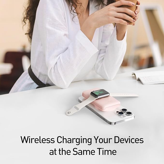 iWALK Magnetic Wireless Power Bank with iWatch Charger,10000mAh PD Fast Charging Portable Charger Compact Battery Pack Compatible with iPhone 17/16/15/14/13/12 Series,Apple Watch Ultra/8/7/6/5/4