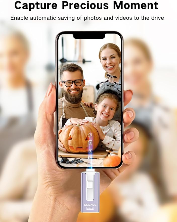 SCICNCE 512GB Flash Drive Intended for iPhone, USB Memory Stick Storage Backup for Photos Videos, Plug and Play No APP Required, Compatible with iPhone iPad Android and Computers (Purple)