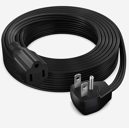Maximm Extension Cord Heavy Duty (50 Feet) Flat Wire 3-Prong Flat Plug, 14 AWG Power Cord - UL Certified, Black, Ideal for Home and Office Use, Appliances, Electronics, Power Tools