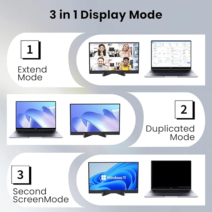 Portable Monitor, 14" HDMI USB-C IPS External Screen, Built-in Dual Speakers Gaming for Laptop PC Display with Stand, Plug & Play,Lightweight Small Monitor for On-The-Go Use,Black