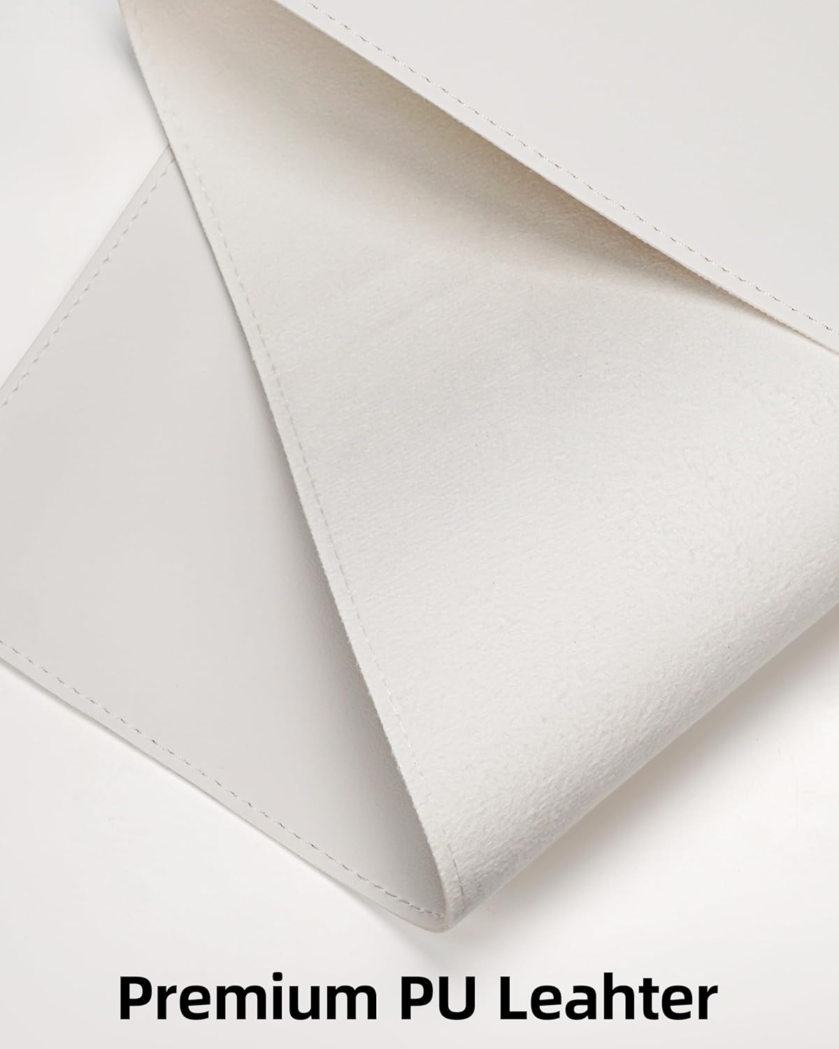 Large Desk Pad Mat - Waterproof Mouse Pad & Desk Protector, Non-Slip XL PU Leather Gaming Mat for Keyboard/Mouse, Stitched Edge with Ergonomic Support, 47"x17" (White)