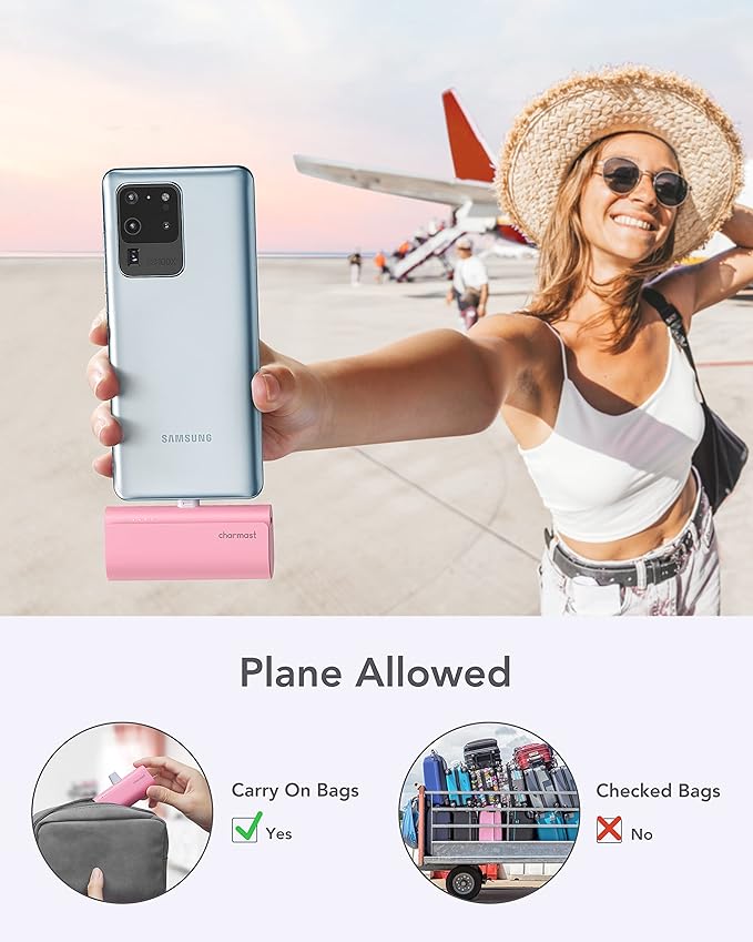 charmast Portable Charger USB C for iPhone 17/16/15, 5000mAh Fast Charging Battery Pack with Built-in Type-C Connector, 20W Mini Power Bank for iPhone 17/16/15 Series, Samsung S22/23 Series, and More