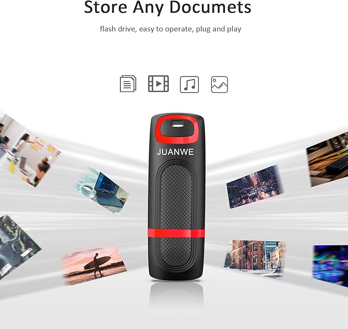 128GB USB 3.0 Flash Drive, JUANWE USB Stick Thumb Drive Memory Stick 3.0 High Speed Jump Drive Portable Pen Drive with LED Indicator for PC Laptop Backup Storage Data(Red-Black)