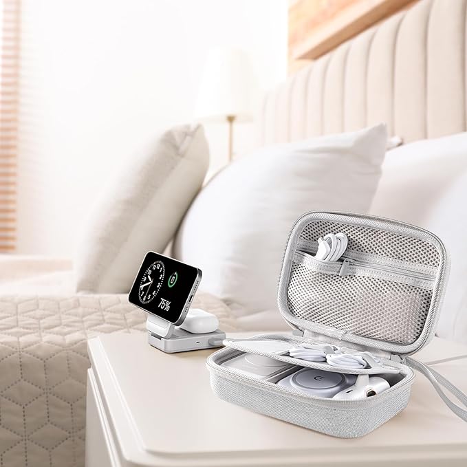 ProCase Hard Travel Electronic Organizer Case for MacBook Power Adapter Chargers Cables Power Bank Apple Magic Mouse Apple Pencil USB Flash Disk SD Card Small Portable Accessories Bag